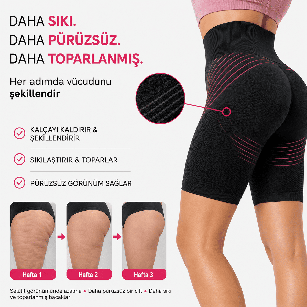 3'lü Etki Şortu, Lipödem, Selülit, Kalça Kaldırma
