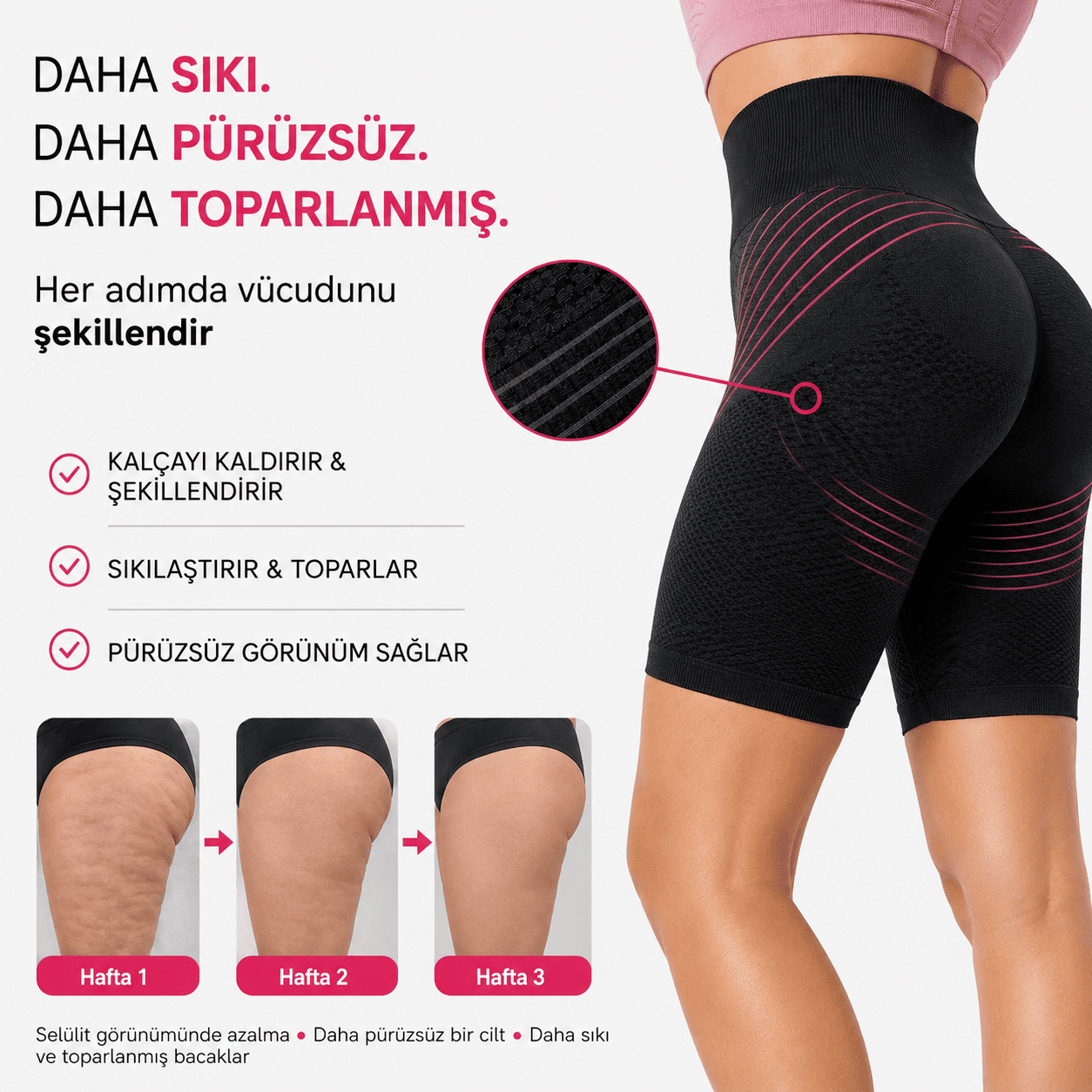 3'lü Etki Şortu, Lipödem, Selülit, Kalça Kaldırma