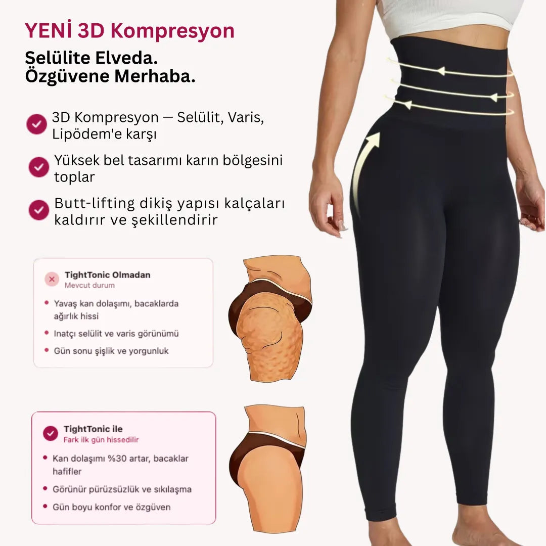 3'lü Etki Taytı Lipödem, Selülit, Varis (Sade Desensiz)